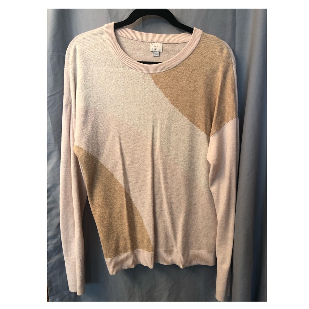 Pink, brown, and cream light weight sweater
